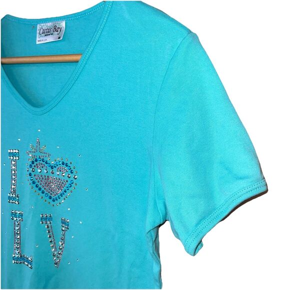 Cactus Bay Apparel Blue Jeweled Love Shirt Medium - Picture 2 of 5